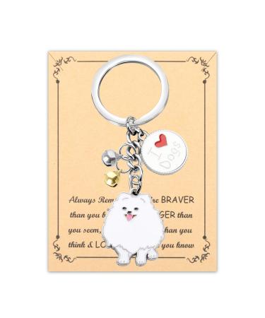 Ensianth Dog Keychain Gifts for Dog Lovers Puppy Keychain Dog Paw Print Keychain Gifts for Dog Owners Mom Dad Puppy Dog Keyring Pomerania