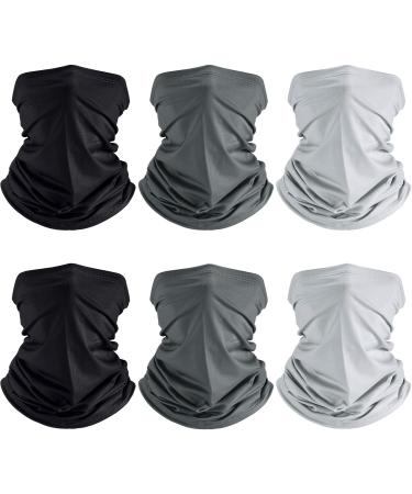 6 Pieces Neck Gaiters Reusable Face Scarf Summer Face Mask Uv Protection Mens Breathable Balaclava, Polyester