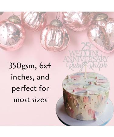 25th Silver Custom Wedding Anniversary with Both Names. Any years any Names Personalised Cake Topper Glitter Card 40th Wedding Anniversary Ruby wedding Anniversary (GLITTER SILVER) - Buy Online on GoSupps.com