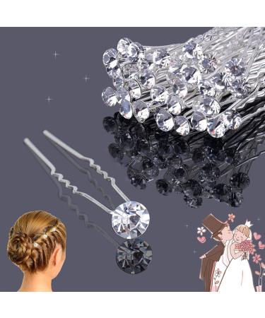 30 Pcs Hair Pins for Wedding XCOZU Diamante Hair Pins Silver Hair Wedding Accessories Bridal Hair Pins Wedding Hair Accessory Rhinestone Hair Clip for Women Girls Bridesmaids Prom