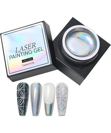 Euyehn Holographic Gel Nail Polish | 5ml Nail Polish Silver Chrome | Sparkling Colors Glossy Nail Gel Liner For Home Salon Manicure - Buy Online on GoSupps.com