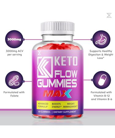 Keto Flow ACV Gummies Max 3000mg - 60 Keto Gummy Bears for Keto Flow Support - Buy Online on GoSupps.com