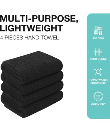BHT 100% Cotton Hand Towels (Set of 4, Black) - Quick Dry, Absorbent, Soft - 450 GSM - Machine Washable - Buy Online on GoSupps.com