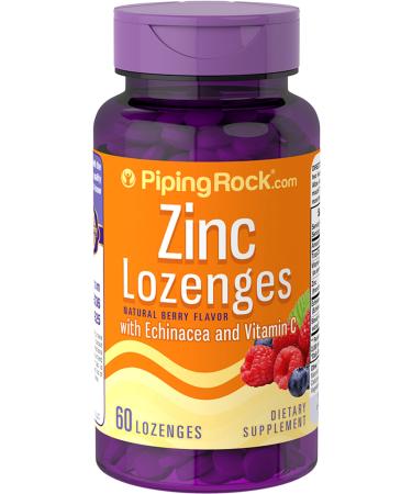 Piping Rock Zinc Lozenges | 60 Count | with Vitamin C and Echinacea | Zinc Supplement | Vegetarian Gluten Free Non-GMO