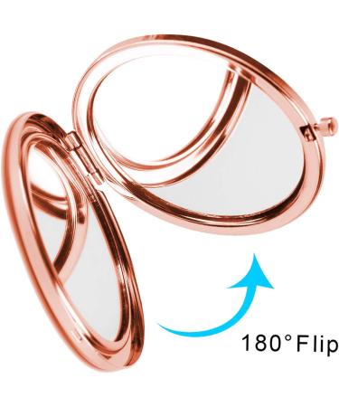 Rose Gold Diamond Compact Mirror - Double Sided 2x & 1x Magnification | Portable Travel Makeup Mirror for Girls by HeaLife - Buy Online on GoSupps.com