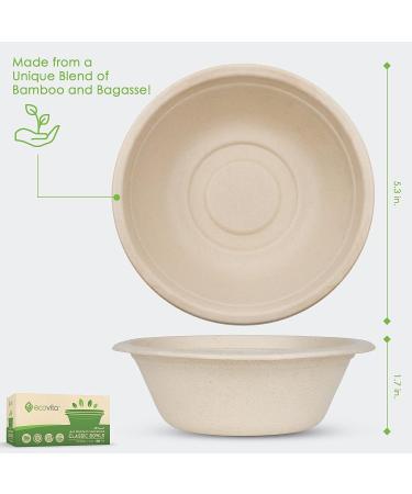 Ecovita 100% Compostable Paper Bowls 12 oz - 150 Count | Eco Friendly & Sturdy | Tree Free, Liquid & Heat Resistant | Plastic & Paper Bowl Alternative - Buy Online on GoSupps.com