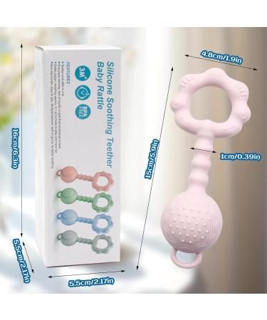 Buy BPA-Free Silicone Baby Rattles Toy for 0-6 Months | Sensory Teething Ring & Gift for Boys & Girls (Pink) - International Shipping Available - Buy Online on GoSupps.com