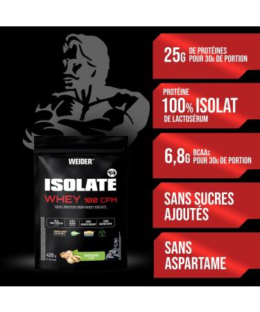 Weider Isolate Whey 100CFM (420g) Pistachio Taste 100% Whey Protein Isolate 25g/Serving With Digestive Enzymes No Added Sugars or Aspartame Low Fat 14 Servings - Buy Online on GoSupps.com