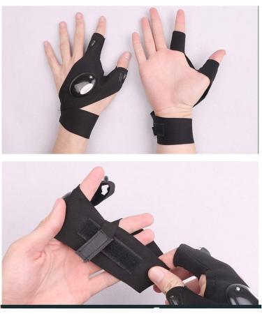 Taglamping Fingerless LED Flashlight Gloves - Perfect Birthday Gifts for Men | Free-Handed Light for Fishing Repair Camping & More - 2 Black - Buy Online on GoSupps.com
