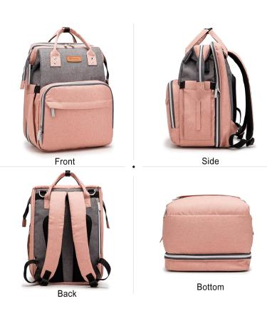 Fandare Diaper Backpack & Baby Wrap Bags - Sortable Travel Diaper Bag with Foldable Bed USB Charging for Moms & Dads in Gray & Pink - Buy Online on GoSupps.com