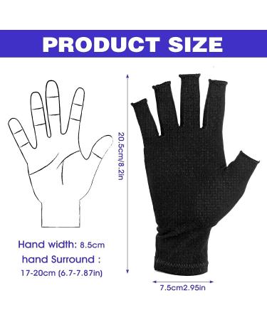Sibba Arthritis Compression Gloves for Women Men - Fingerless Glove for RSI, Carpal Tunnel, Rheumatoid, Tendonitis - Black - Buy Online on GoSupps.com