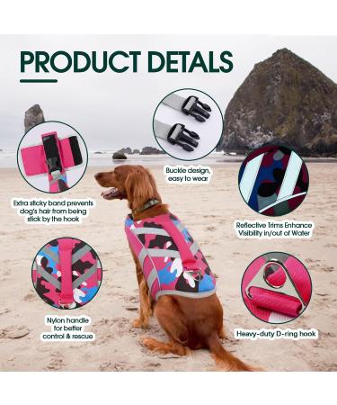 Kuoser Life Jacket for Dogs - Durable & Buoyant Dog Vest for Small Medium & Large Breeds - High Security Pink Swimming Vest - Buy Online on GoSupps.com