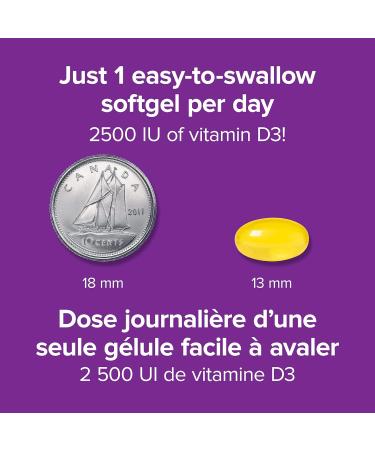 CONFETTIWOW Webber Naturals Vitamin D3 2 500 IU Extra Strength 180 Softgels for Healthy Bones Teeth and Helps Prevent Vitamin D Deficiency - Buy Online on GoSupps.com
