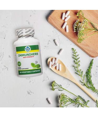 Immuniherb Immune Support Supplement Herbal Immunity Supplement with Ginger Forsythia Licorice Root Vitamin C & Zinc Natural Immune Boosters for Daily Support Non-GMO 60 Veg Capsules - Buy Online on GoSupps.com