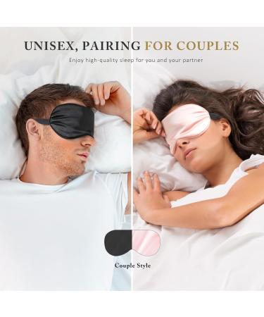 Silk Sleep Mask Sleeping Eye Mask Blackout Eye Covers Daytime Travel Silk Eye Mask Night Sleeping Mask for Women Men (Pink+black) Pink Black - Buy Online on GoSupps.com