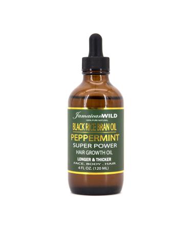 Black Rice Oil Hair Growth Oil 4oz - Peppermint | All Natural Hair Growth Oil for Stronger, Thicker, and Longer Hair.
