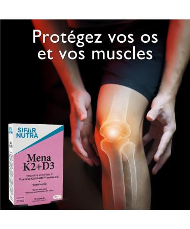 Sifar Nutra Mena K2+D3 | VitaMK7 (Vitamin K2 in Olive Oil) | 100 g Menaquinone-7 | Vitamin D3 1000 IU | Supplement for Bones Teeth Muscle Calcium Absorption 30 Capsules - Buy Online on GoSupps.com