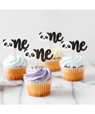 Ercadio 24 Pack Panda One Cupcake Toppers Black Glitter Panda One Cupcake Picks Panda 1st Cupcake Picks for Panda Theme Baby Shower Kids Birthday Party Cake Decor Supplies Pattern 3 - Buy Online on GoSupps.com
