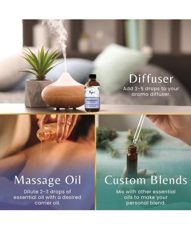 Premium Rosemary Essential Oil - 100% Pure & Natural for Hair Growth Skin Nourishment & Aromatherapy - 4 Fl Oz with Glass Dropper - Buy Online on GoSupps.com