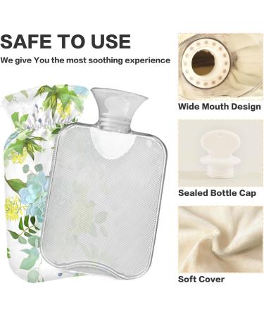 Shop Naanle 2L Hot Water Bottle with Lid - Transparent Spring Succulent Design for Menstrual Cramps & Pain Relief | Heat & Cold Therapy - Buy Online on GoSupps.com