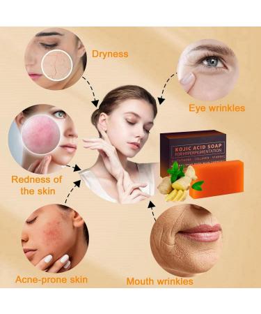 Kojic Acid Soap Turmeric Brightening Soap Turmeric Soap Bar Turmeric Kojic Acid Dark Spot Remover Soap Bars Kojic Acid Soap for Face and Body Kojic Acid & Turmeric Soap Face Soap Bar for Men and Women - Buy Online on GoSupps.com