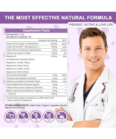 GREENPEOPLE Magnesium Glycinate Liquid Drops - 1000mg 5-in-1 High Absorption Liquid Magnesium for Sleep with D3/K2/B6 | Fast-Acting Bone Muscle & Sleep | Sugar-Free Grape Flavor 2fl Oz Grape 2 Fl Oz (Pack of 1) - Buy Online on GoSupps.com