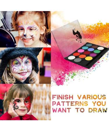 Face Painting Kit for Kids 15 Colors Non-Toxic Professional Quality Palette Body Face Painting Supplies with 2 Brushes for Kids Adults Party Cosplay - Buy Online on GoSupps.com