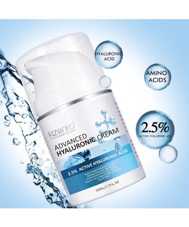 kizenka Moisturiser Cream Hyaluronic Acid Cream Anti Ageing Face Cream Day Cream Moisturiser for Face Neck and Skin - 50ml - Buy Online on GoSupps.com