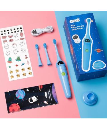 Elifloss Kids Electric Toothbrush - 2 Modes, Memory, 2 Min Timer, IPX7 Waterproof, Rechargeable, Fun&Easy Clean - Ages 3-12, Blue - Buy Online on GoSupps.com