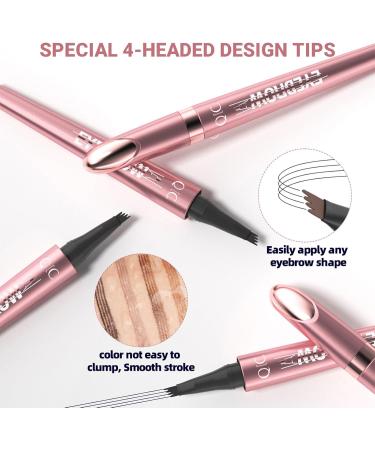 Fogrime Four-Head Split Liquid Eyebrow Pencil - Waterproof Long-Lasting Smudge-Proof - Ideal for Makeup Beginners - Convenient and Natural-Looking - 4 Colors Available (Light coffee) - Buy Online on GoSupps.com