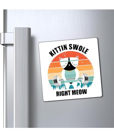 Hilarious Kitten Swole Exercise Exercising Kitten Lover Humorous Sarcasm Derision Ridicule Satire Puss Magnets 4" 4" - Buy Online on GoSupps.com