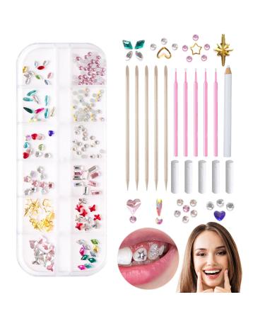 Teeth Gem Kit | Portable Complete Crystal Teeth Kit - Tooth Decoration Gem Set Removable DIY Tooth Gemstone Kit for Men Women