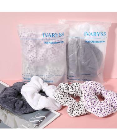 IVARYSS Super Towel Scrunchies - Absorbent Microfiber for Frizz-Free Drying Hair - 4 PCS (White Grey) - Buy Online on GoSupps.com