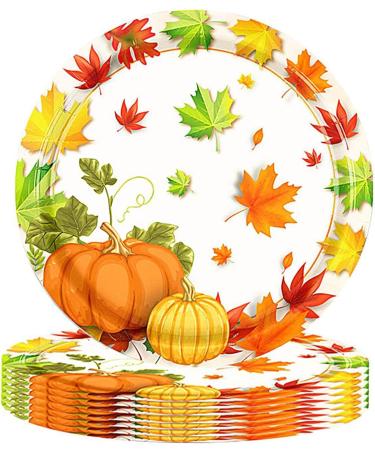 Thanksgiving Plates Cups and Napkins | Thanksgiving Plates and Napkins Supplies | Maple Leaves Pumpkin Autumn Thanksgiving Harvest Decoration Harvest Tableware Set for Fall The 9 Inch Tray - Buy Online on GoSupps.com