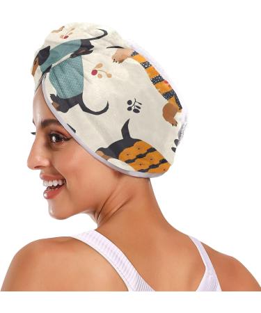 Dachshund Dogs Hair Towel 2 Pack | Super Absorbent Quick-Dry Hair Turbans for Women & Girls - Buy Online on GoSupps.com