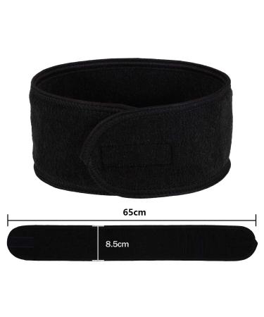 Voarge 3-Piece Adjustable Microfiber Headband Set | Black - Perfect for Makeup Spa Sports & Yoga | Washable with Velcro Fastener - Buy Online on GoSupps.com