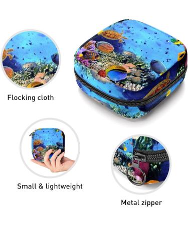 GIAPB Period Bag | Sanitary Napkin Storage & Travel Makeup Pouch | Underwater Fish Color - Buy Online on GoSupps.com