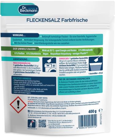 Dr. Beckmann Stain Remover - Color Freshness | 100+ Stains | 8x400g Pack with Measuring Spoon - International Shipping Available - Buy Online on GoSupps.com