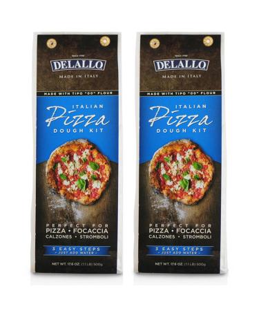 DeLallo Italian Pizza Dough Mix Kit, Includes Yeast, 17.6oz, 2-Pack 1.1 Pound (Pack of 2)