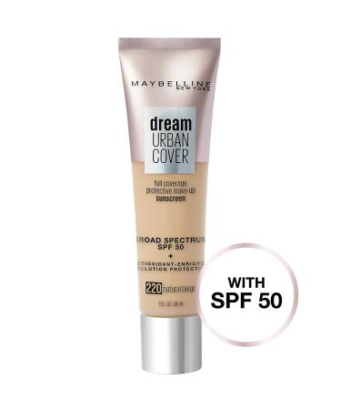 Maybelline Dream Urban Cover Flawless Coverage Foundation Makeup SPF 50 - Natural Beige 220, 1 Fl Oz - Buy Online on GoSupps.com