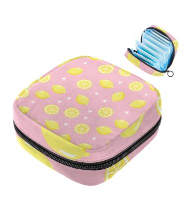 Storage bags for women's tapes with lemon disc pattern large menstrual cup bags with zipper periodic inserts bags panty liners tampons for girls and women multicolored 01
