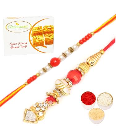 Ghasitaram Gifts Rakhis Online - Rakhi for Brother- Trust Alaways Bhaiya Bhabhi Rakhi with 200 GMS of Besan Barfi Rakhi Set with 200 gms of Besan Barfi
