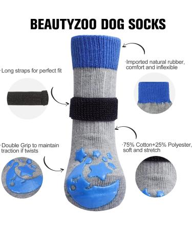 BEAUTYZOO Non Slip Dog Socks - Paw Protector for Dogs on Hardwood Floors - 2 Pairs Anti-Twist Socks for Injury Protection - Moon and Star Blue - Small/Medium (Pack of 4) - Buy Online on GoSupps.com