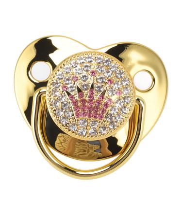 Alomejor Baby Pacifier Ultra Light Soft Bling Silicone Newborn Pacifier for 6 18 Months Infant Gold