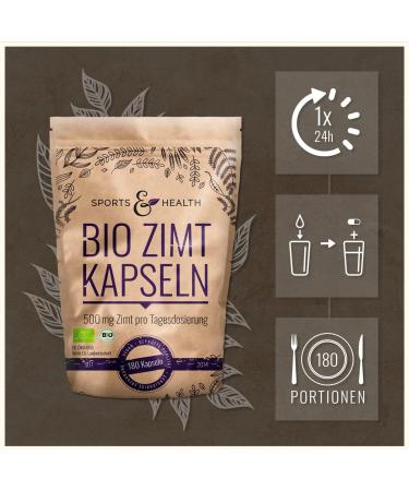 Organic Cinnamon Capsules - High Dose 180 Veggie Capsules | 500mg Daily | Allergen-Free & Vegan | 100% Pure Cinnamon Supplements - Buy Online on GoSupps.com