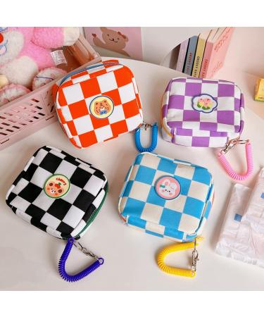 Large Capacity Cute Chequered Sanitary Napkin Storage Bag - Portable Pouch for Teen Girls (Black) - Buy Online on GoSupps.com
