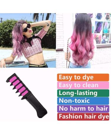 RIYAN 1Pc Disposable Fashion Color Temporary Hair Coloring Color Comb Dyeing Hair Dyeing Pigment Small Comb (Pink) - Buy Online on GoSupps.com