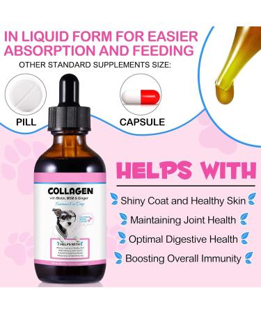 laraspi Collagen for Dogs Joint Supplement for Dogs with Biotin MSM & Ginger Helps with Shiny Coat Healthy Skin and Joint Digestive Health Delicious Bacon Flavor - 2 fl oz - Buy Online on GoSupps.com