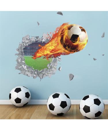 ANHUIB 3D Football Wall Stickers Football Stickers for Boys Bedroom Football Wall Decal for Nursery Soccer Sport Wall Sticker for Kids Room Children Teens Playroom Classroom Wall Decor Boys Wallpaper Colourful D