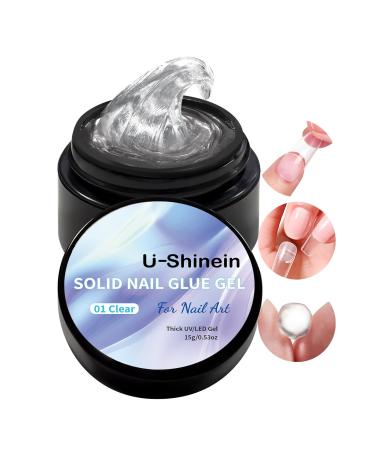 U-shinein 15 ml Solid nail glue gel nail tips glue gel for acrylic nails press on solid glue gel nail art manicure glue gel 0.52oz transparent 1 PCs transparent - Buy Online on GoSupps.com